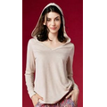 Oatmeal Women's Long Sleeve Pajama Top Stretch Hoodie (1 Piece)